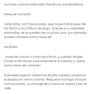 Mesa extensible Kendra blanca
