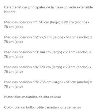 Mesa extensible Kendra blanca