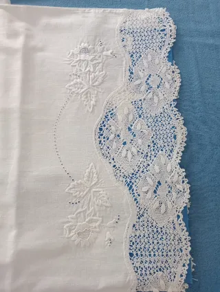 Juego sábanas algodón bordadas bolillos