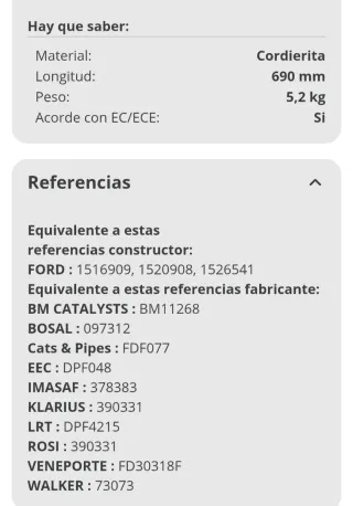 Filtro Partículas Ford Connect
