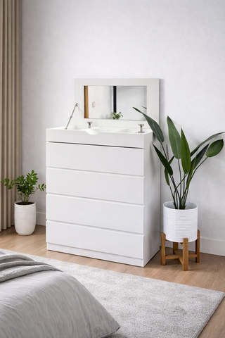 Cómoda Blanca 4 Cajones Estilo Moderno