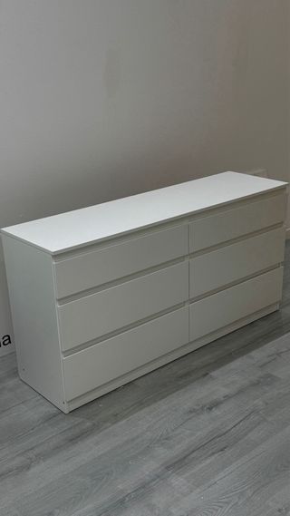 Cómoda MALM Ikea 6 cajones 140x40 Blanca