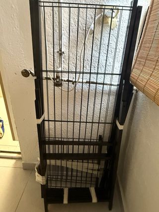 Armario de tela metálico negro/marrón