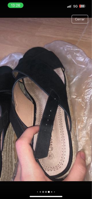 Sandalias Plataforma Negras Talla 38