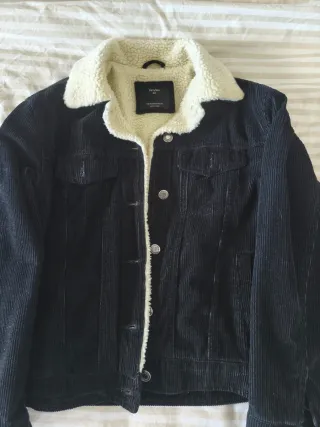 Cazadora pana negra forro borreguito