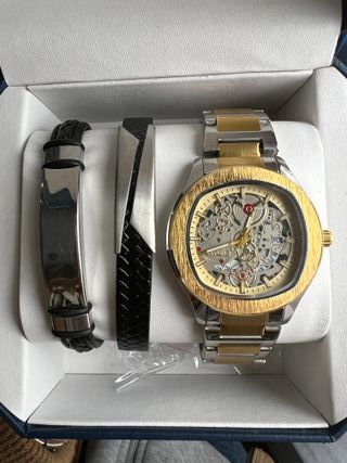 Reloj Skiline Dorado y Plateado con Pulseras