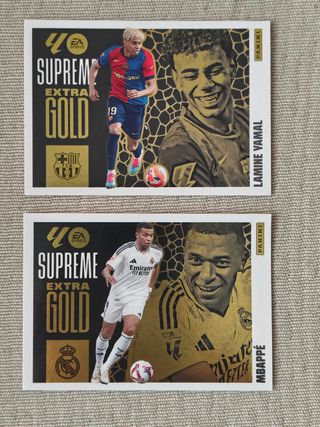 Lamine Yamal y Mbappé Supreme Ext. Gold Panini