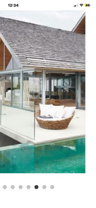 Sofá cama exterior redondo mimbre