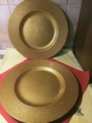 Sottopiatti/Piatti da portata dorati in vetro