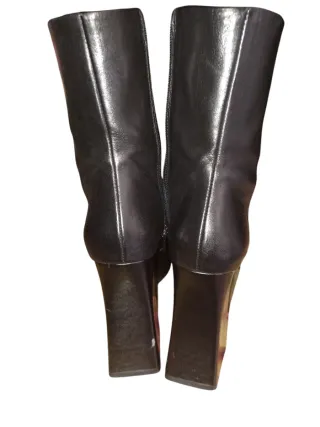 Botines Mango Piel Negros Tacon Plataforma