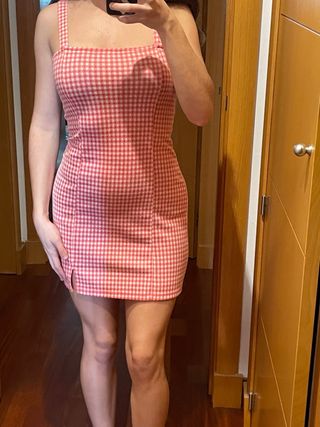 Vestido corto cuadros rojo y blanco
