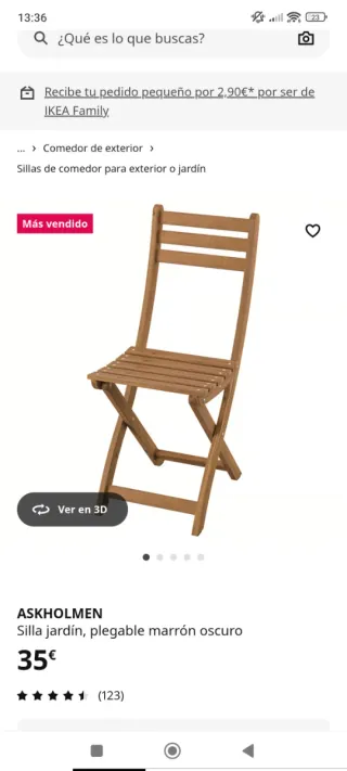 Silla exterior madera Ikea ASKHOLMEN