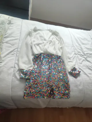 Vestido fiesta lentejuelas multicolor