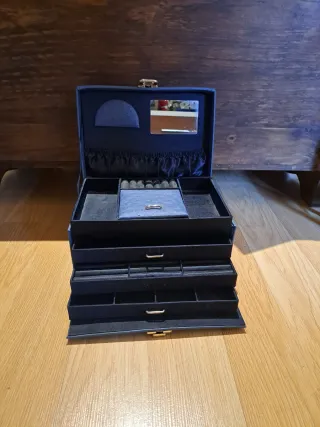 Joyero maletín polipiel azul