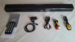 Barra de Sonido Negra con Mando y Cables