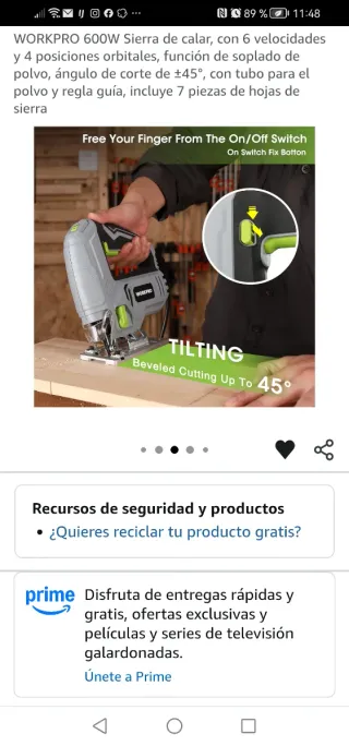 WORKPRO Sierra de calar 600W NUEVA