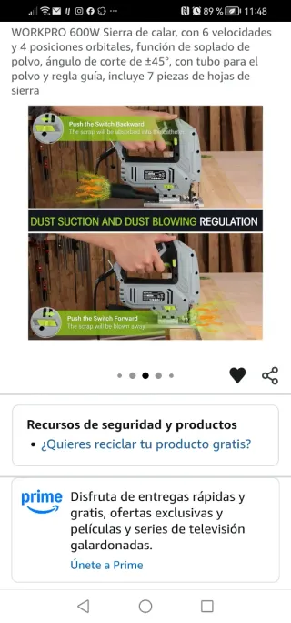 WORKPRO Sierra de calar 600W NUEVA