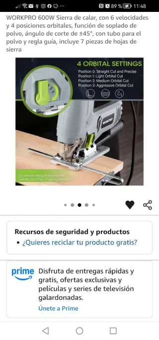 WORKPRO Sierra de calar 600W NUEVA