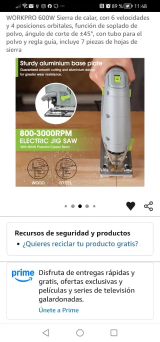 WORKPRO Sierra de calar 600W NUEVA