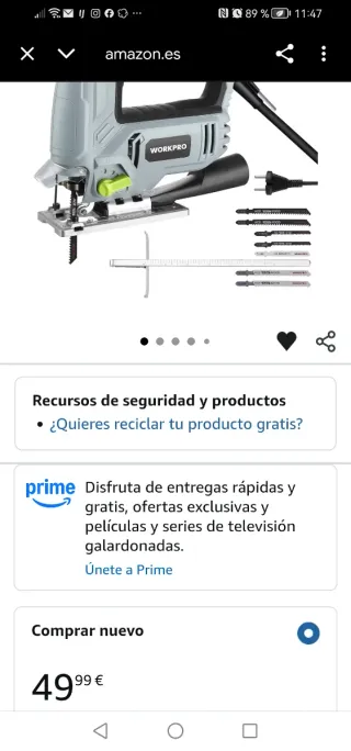 WORKPRO Sierra de calar 600W NUEVA
