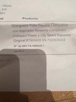 Manguera aspirador con accesorio