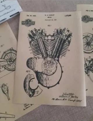 4 Láminas Harley Davidson Retro (Artesanía)