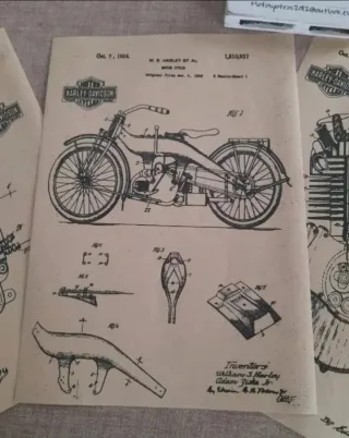 4 Láminas Harley Davidson Retro (Artesanía)