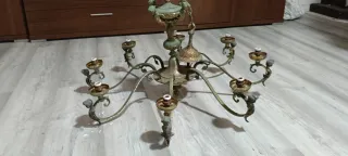 Lámpara de techo antigua de metal y cristal