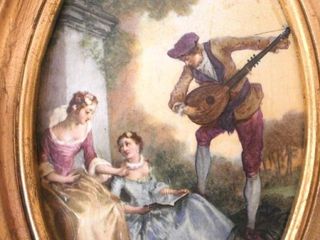 Pareja de cuadros ovalados Láminas barnizadas