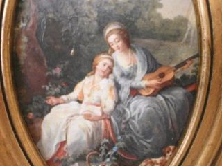 Pareja de cuadros ovalados Láminas barnizadas