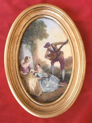 Pareja de cuadros ovalados Láminas barnizadas