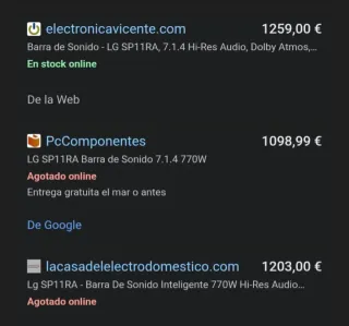 Barra Sonido LG SP11RA 770W Dolby Atmos meridian