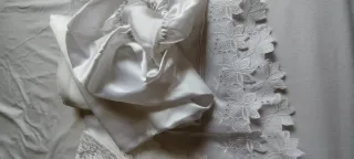 Juego sabanas  matrimonio 1'35cm raso blanco