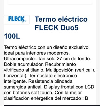Termo Eléctrico Fleck Duo5 100L