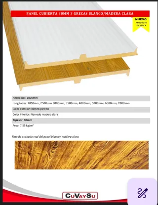 Panel Sándwich Cubierta grecado.