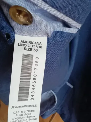 Americana Lino Azul Hombre