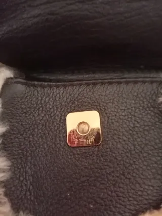Borsa Fendi in pelle e montone marrone/bianco