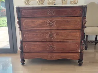Mueble antiguo cajonera madera mármol