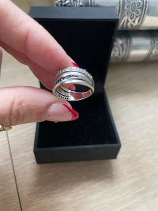 Anillo Plata Ley Circonitas Negras y Blancas