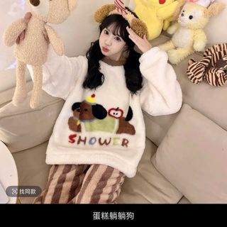 Pijama de felpa coral (2 piezas)