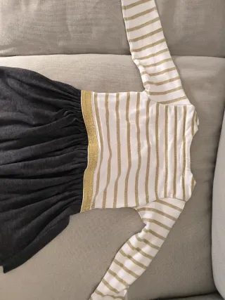 Vestido niña rayas doradas