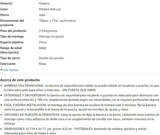 Barrera Seguridad Infantil Extensible Madera