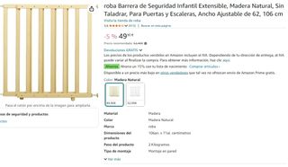 Barrera Seguridad Infantil Extensible Madera