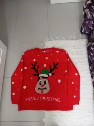 Jersey Navidad Reno Talla L/XL Rojo