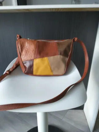 Bolso Misako Patchwork Marrón y Amarillo.