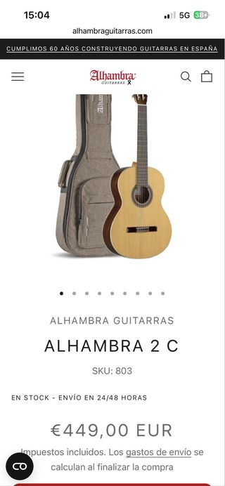Guitarra Española Alhambra 2C con funda