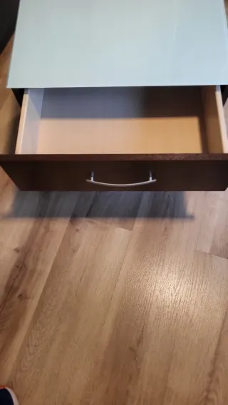 Mesita de noche madera y cristal