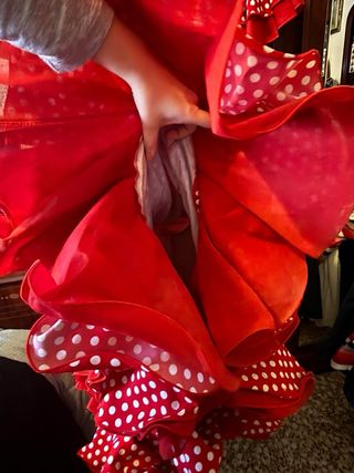 Traje Flamenca Rojo Lunares Blanco