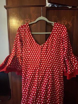 Traje Flamenca Rojo Lunares Blanco