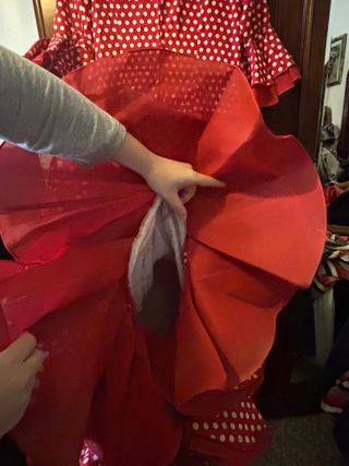 Traje Flamenca Rojo Lunares Blanco